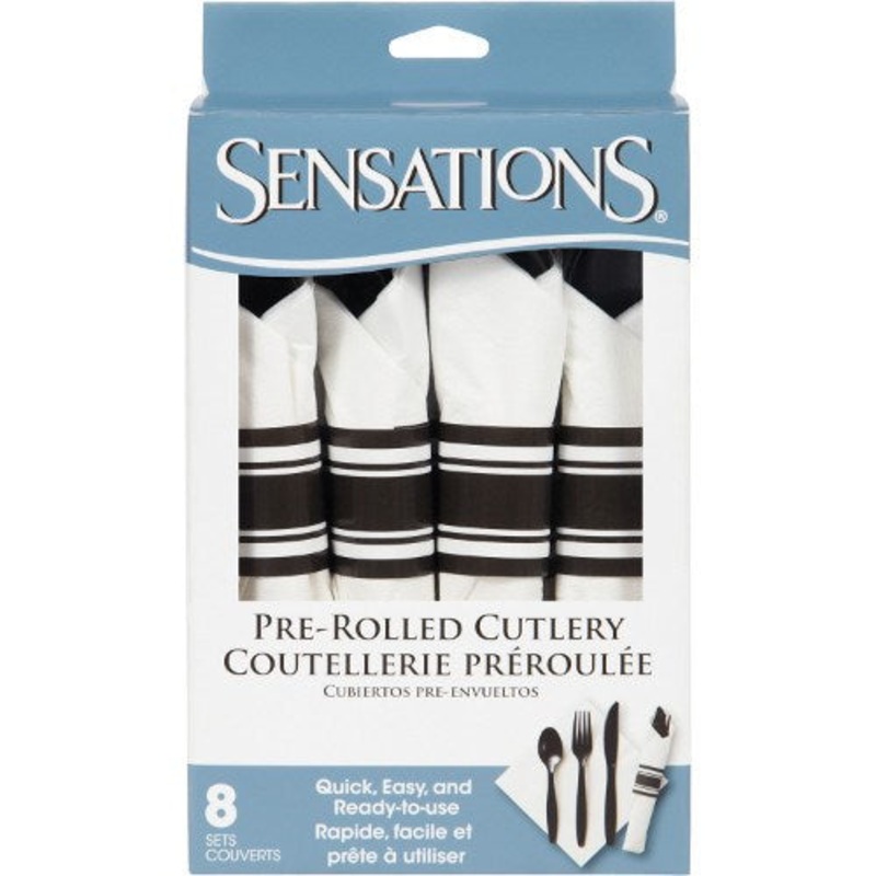 Black and White Pre-Rolled Cutlery 8ct