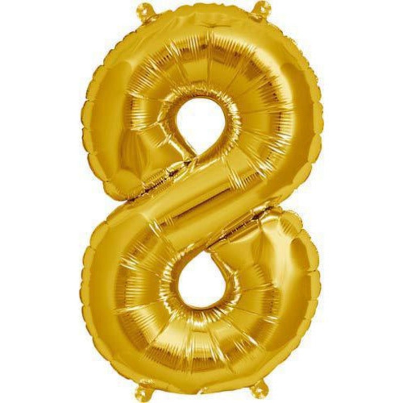 Gold Number 8 Air Filled Balloons