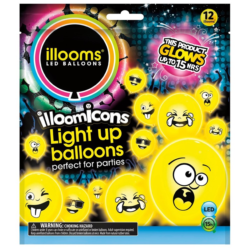 LED Balloon 12ct - Emoticon Funny Face