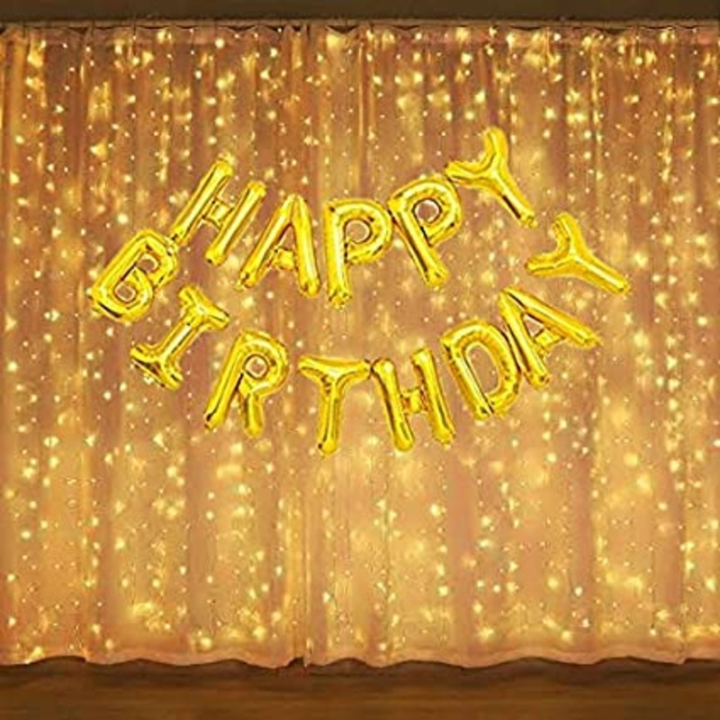 Birthday Banner Decoration With Led Light Pack For Birthday Decoration At Home/Outside (Light With Gold Foil)