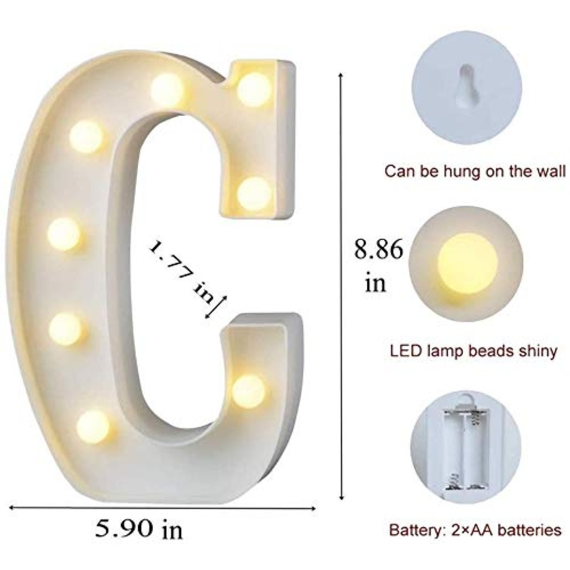 C Letter Light, Marquee Alphabet Light Letters for Room Decor Lights, Led Letters Alphabet for Decoration, Letter Lights for Birthday