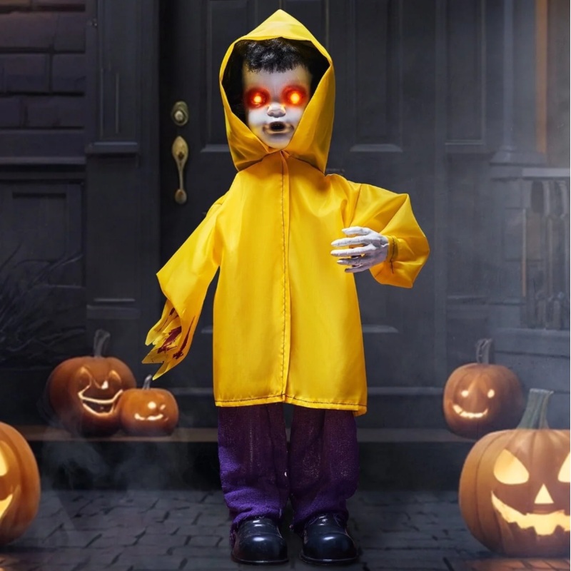 Joyfy 2.7 ft Standing Ghost Halloween Decorations Outdoor Scary Decorations Halloween Motion Activated Ghost with LED Eyes & Sound