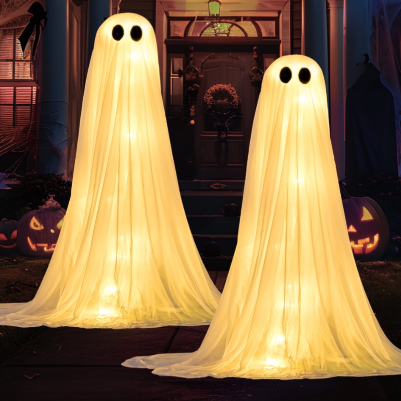Joyfy 2 Packs Halloween Decorations Outdoor,Light Up Halloween Spooky Standing Ghost,Scary Ghosts Decor with LED Lights for Front Porche Yard Garden Home
