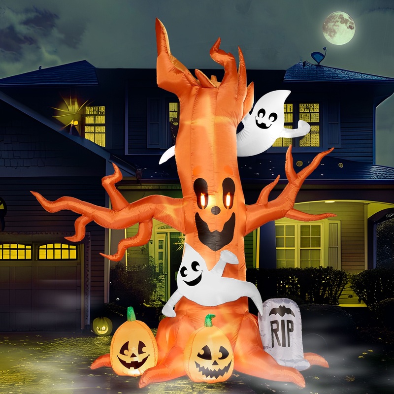 JOYIN 8 FT Halloween Inflatable Scary Tree,Halloween Tree with Ghost and Build-in LEDs Blow up Yard Decorations,Halloween Inflatables Outdoor Decorations