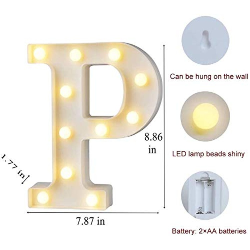 P Letter Light, Marquee Alphabet Light Letters for Room Decor Lights, Led Letters Alphabet for Decoration, Letter Lights for Birthday