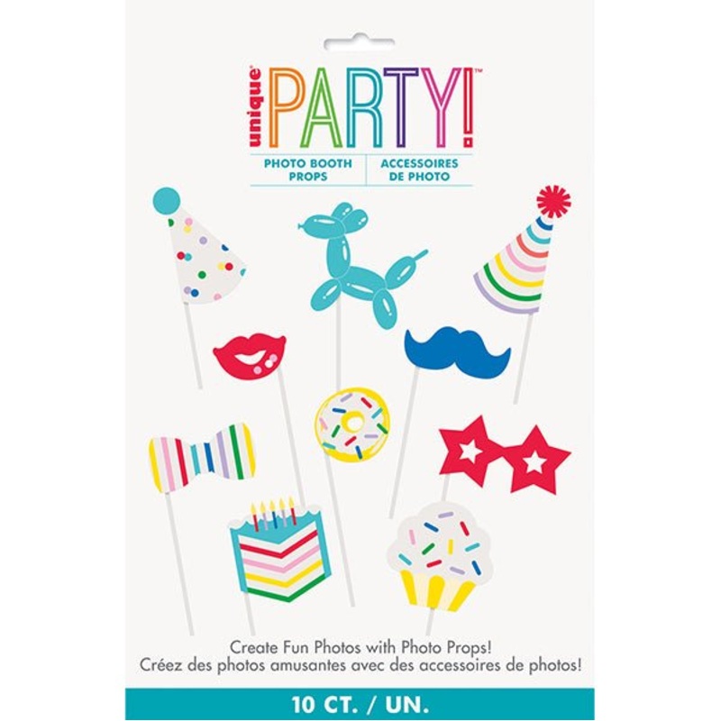 Selfie Photo Props - Birthday Balloon Cheer (Pack of 10)