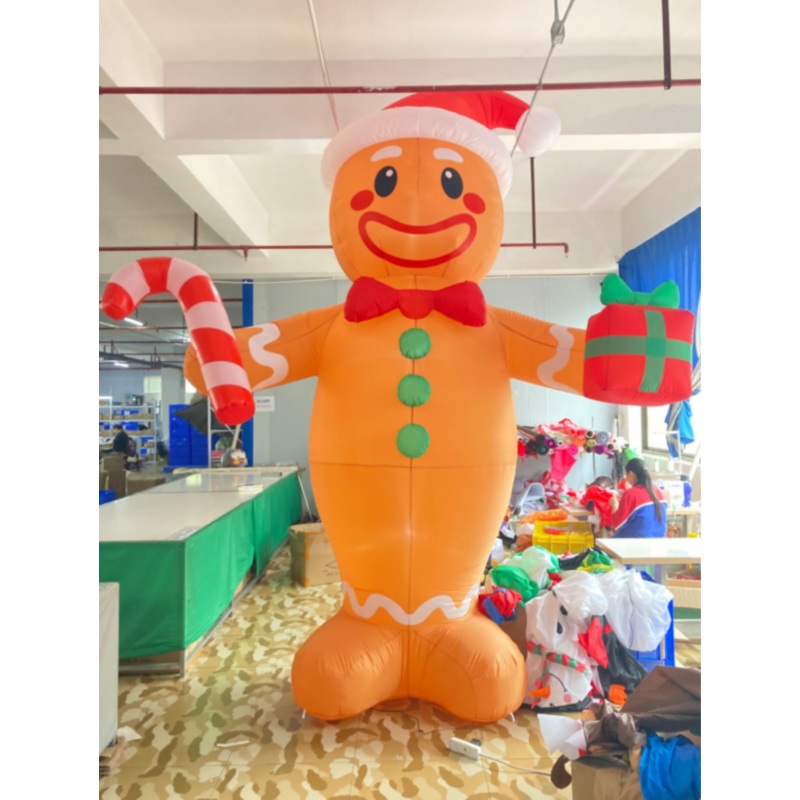 Syncfun 12 FT Christmas Inflatables Gingerbread Man Outdoor Decorations,Gingerbread Man Blow Ups Yard with Built-in LEDs for Holiday Party Garden Lawn Decor
