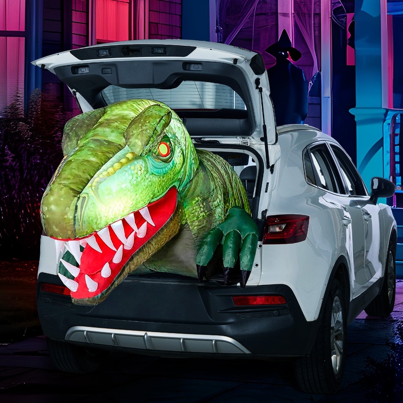 SYNCFUN 3.6 FT Halloween Inflatable Animated Dinosaur Decoration,Trunk or Treat Car Decorations Kit Dinosaur with Built-in LED Light for Halloween Party Indoor,Outdoor,Yard,Garden Decor