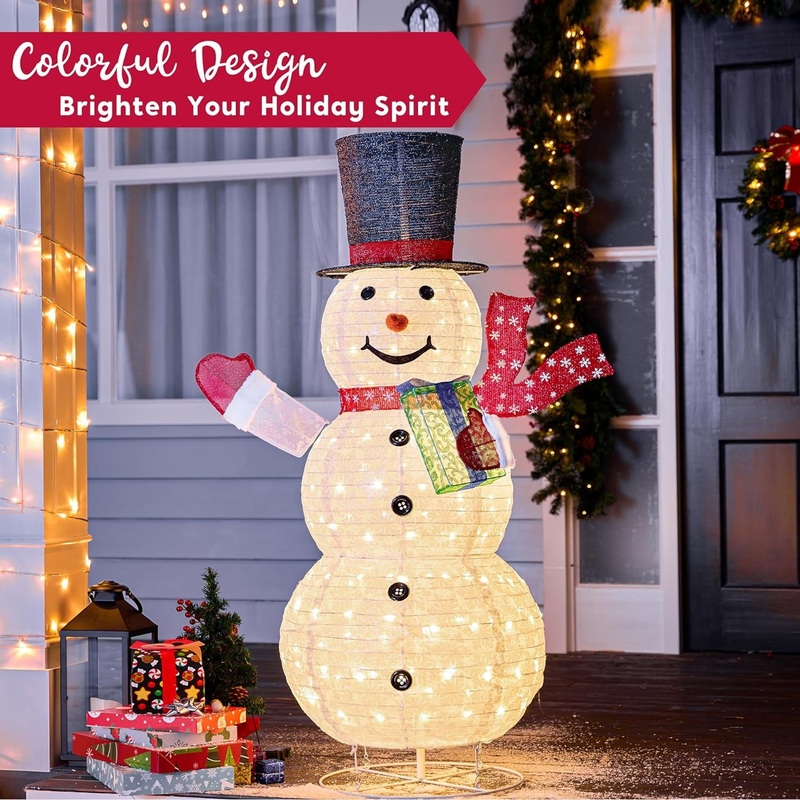 Syncfun 5 FT Snowman Yard Light Christmas Outdoor Decorations,150 LED Snowman Christmas Decorations,Christmas Yard Light with Stakes Holiday Decor
