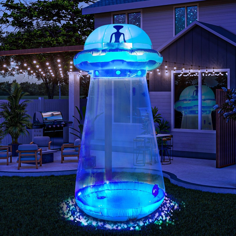 Syncfun 6 FT Halloween Inflatable UFO Alien Decoration with Built-in LEDs,UFO Halloween Decorations Outdoor Blow Up Yard Lawn Decoration
