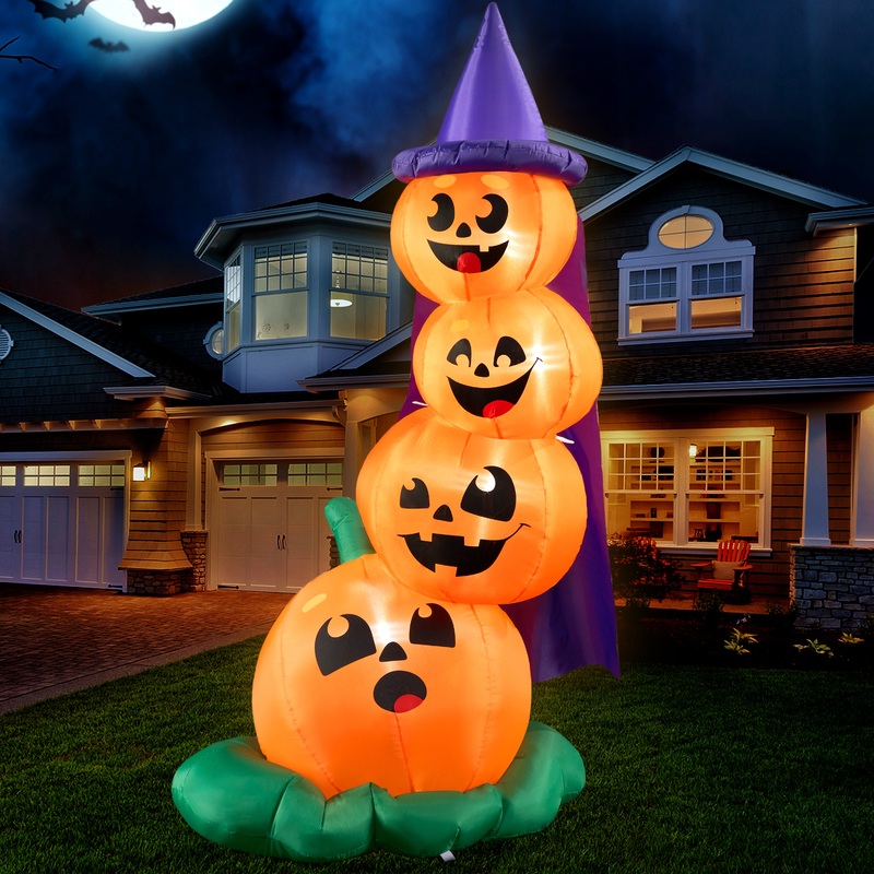 Syncfun 6 FT Halloween Inflatables Stacked Pumpkins with Build-in LEDs for Porch,Halloween Pumpkin Decor Blow up Yard Decorations