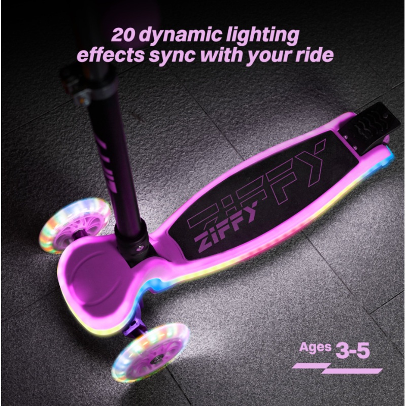 ZIFFY Kids Scooter for Boys & Girls LED Light-Up Wheels, Pink