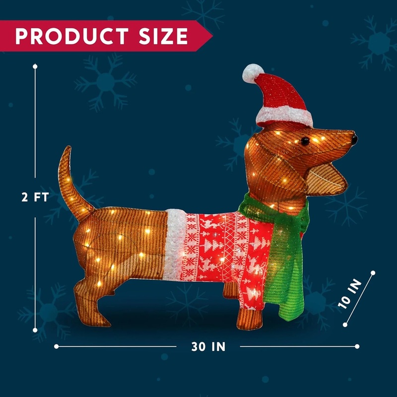 2 FT Wiener Dog Yard Light Christmas Outdoor Decorations,40 Pre-Lit LED Christmas Decorations,Christmas Yard Light with Stakes Decorations Outdoor Holiday Decor