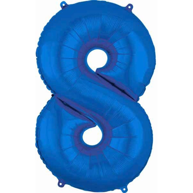 Blue Number 8 Balloon  16 Inch Shape Package (L16)