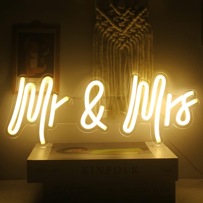 Custom Mr & Mrs Neon Sign - Personalized LED Neon Lights for Wedding, Bedroom, or Bar Decor