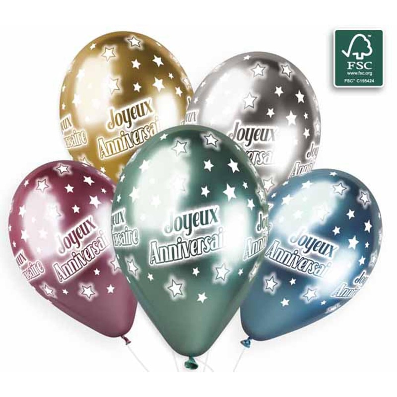 Gemar 13" Shiny Joyeux Anniversaire Balloon Pack (25/Pack)