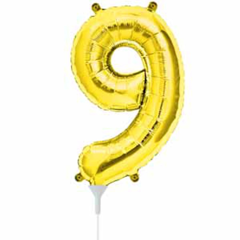 Gold Number #9 Balloon - 16" Packaged (00566)