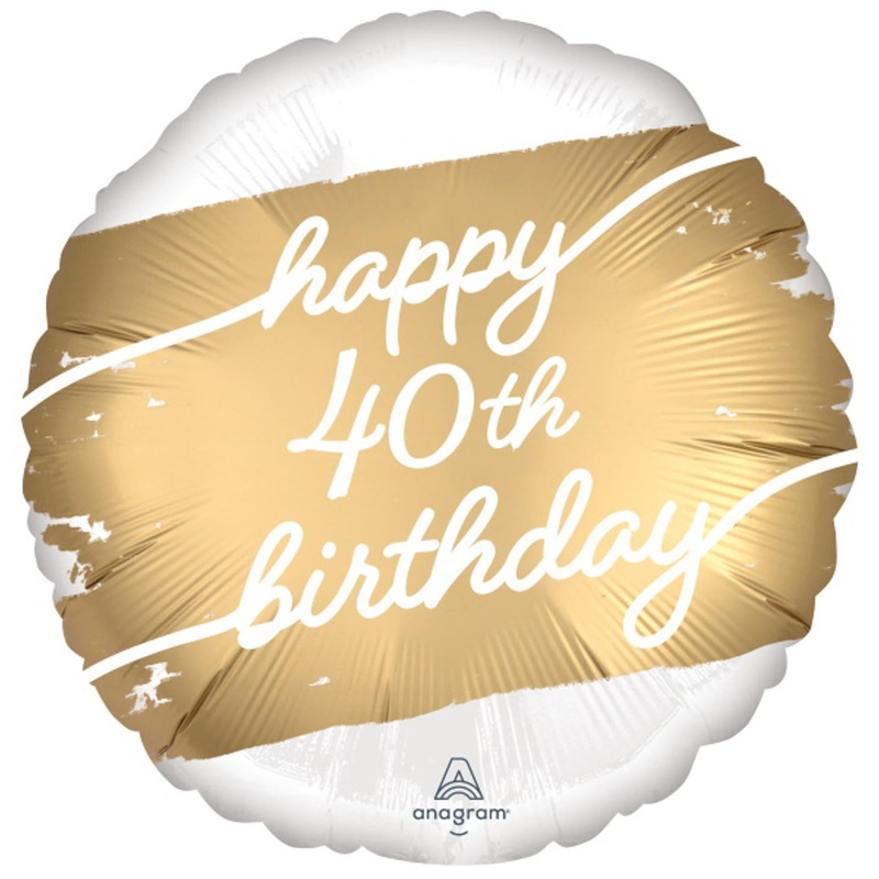 Golden Jubilee 18" Package of Satin Luxe Foil Balloons Happy 40th Birthday (5/Pk)