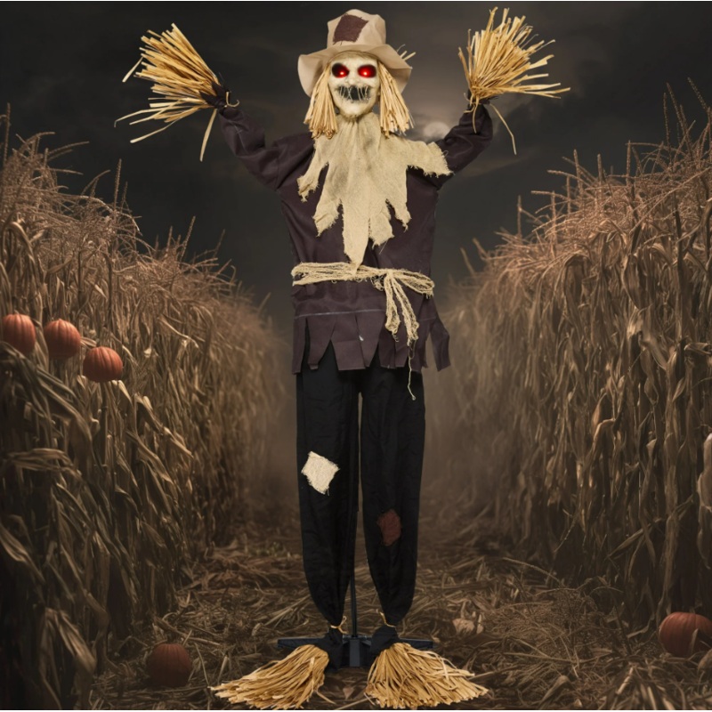 Joyfy Halloween Decorations Outdoor,70" Light Up Animated Scary DecorationsScarecrow Decorations Halloween Motion Activated Scarecro with LED Eyes & Sound