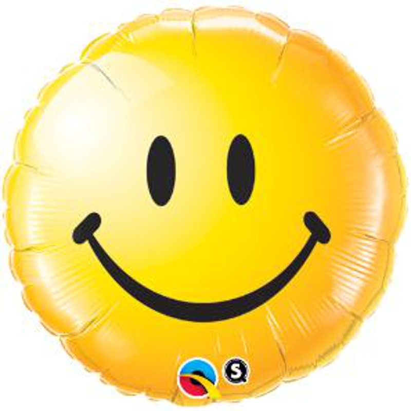 Smiley Face Yellow Round Balloon - 18" Packaged