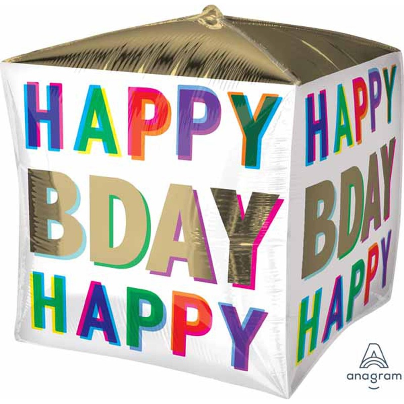 Whimsical Birthday Wonders 15" Package Cubez Offset Letters Balloon (3/Pk)
