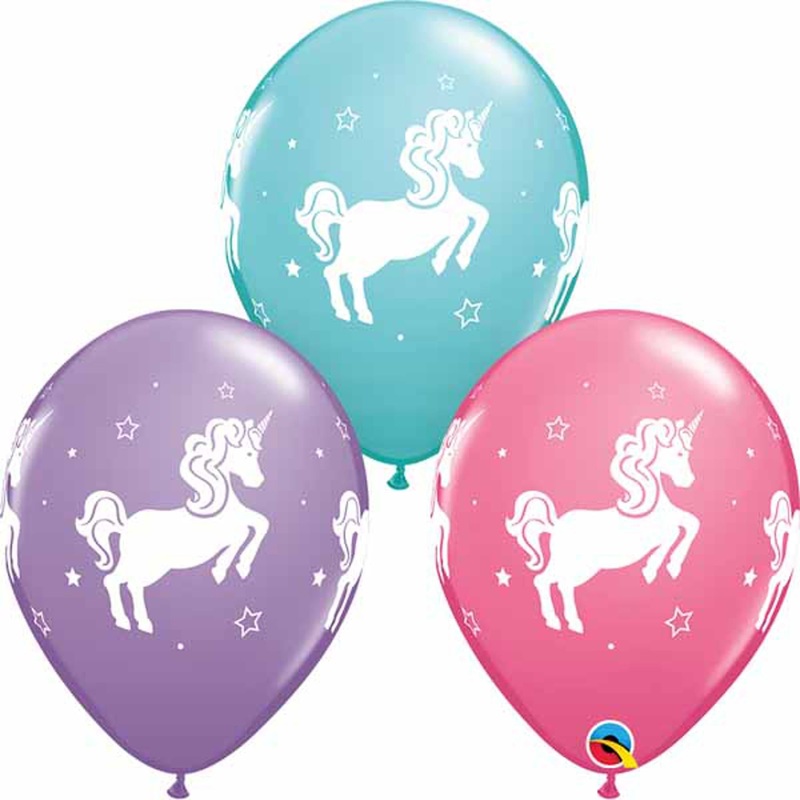 Whimsical Unicorn Balloons - 50 Pack (11" Sl,Cb,Rs)