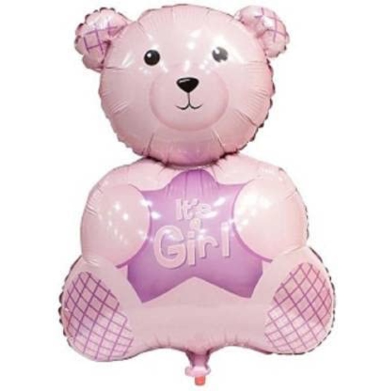 27 Inch Pink It's A Girl Teddy Bear Foil Balloon (Pack of 1)