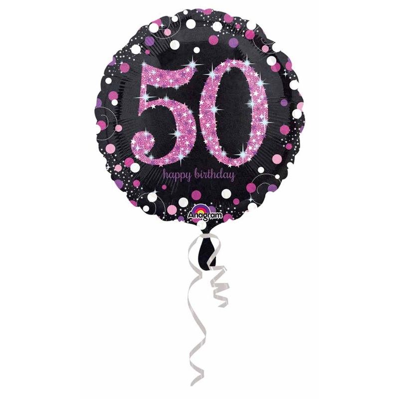 "50-Piece Pink Holo Party Balloon Set - S55 Package"