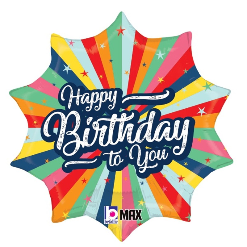 Bursting Colors Extravaganza 18" Happy Birthday Foil Balloon Package (5/Pk)