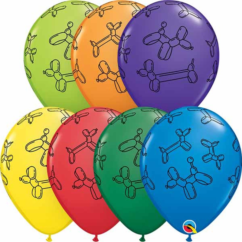 Colorful Balloon Dog Party Pack - 50 Balloons, 11" Size.