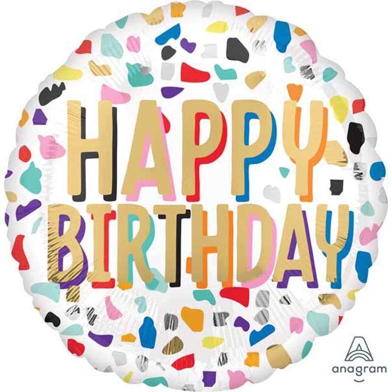 Confetti Extravaganza 18" Happy Birthday Foil Balloon Package (5/Pk)