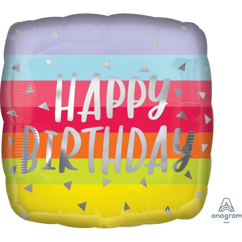 Festive Fiesta 18" Package Bright and Bold Birthday Square Foil Balloons (5/Pk)