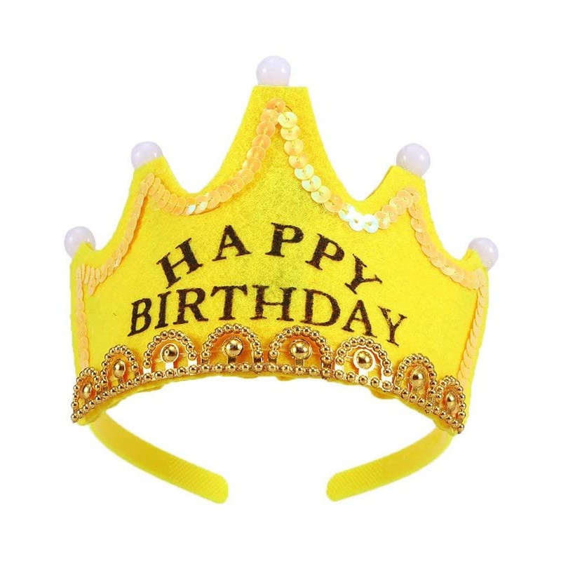 Flashing Happy Birthday Led Light Up Crown(Yellow)  (Pack of 1)