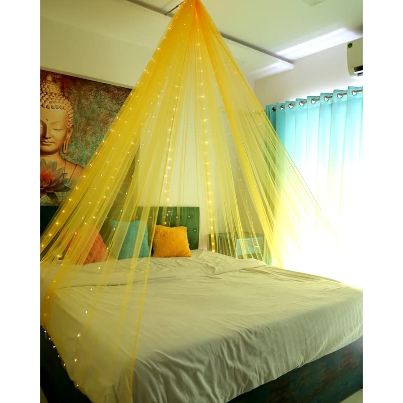 Golden Yellow Color Decoration Net Cabana Tent  (With 10M Led Light)