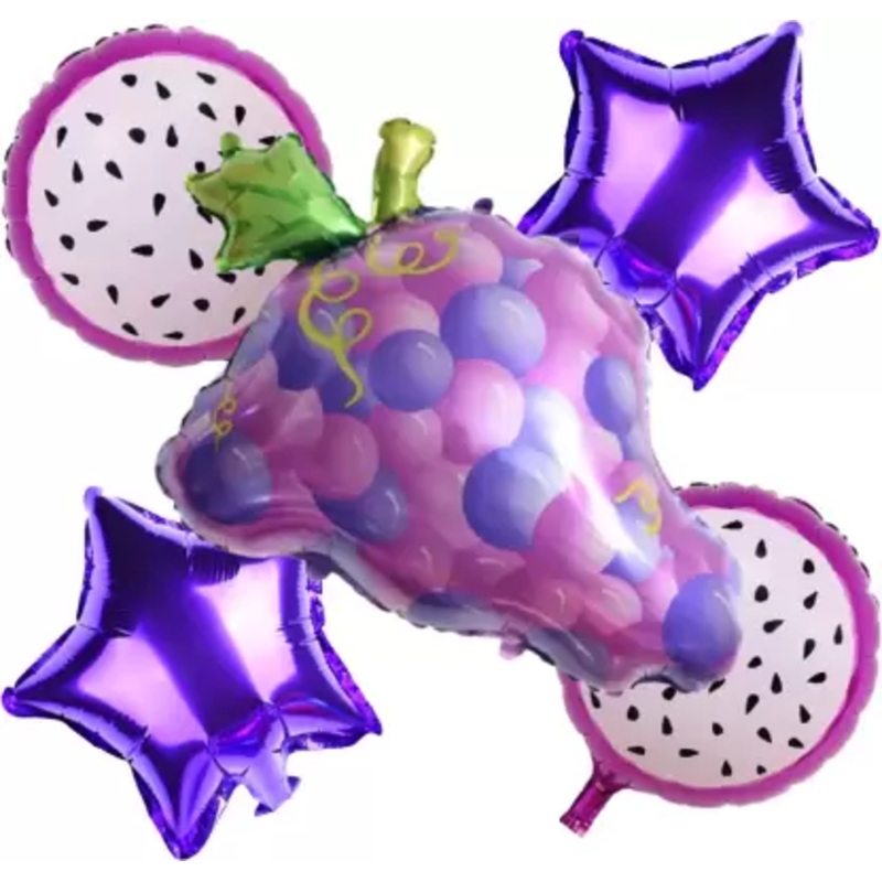 Grapes Themed Foil Balloon Set (Multicolor) (Pack of 5)