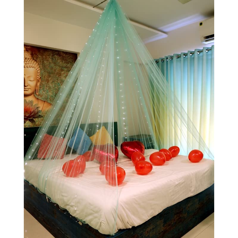 Light Green Decoration Net Cabana Tent Cloth  (With 10M Led Light)