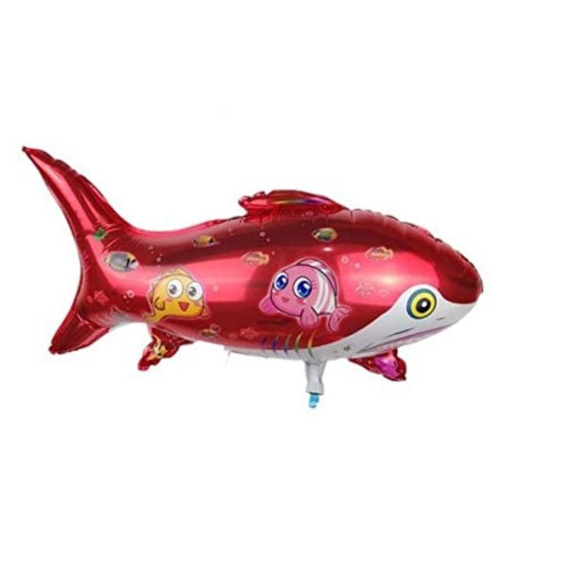 16 Inch Red Printed Fish Shape/Shark Foil Balloon  Supplies (Pack of 1)