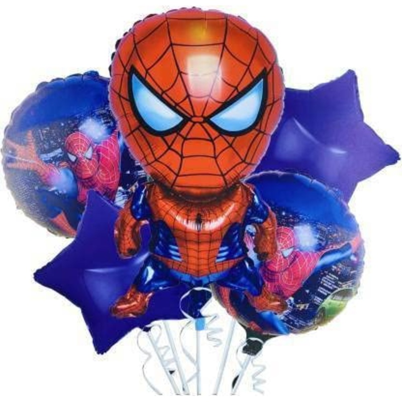 32 Inch Multicolor Spiderman Foil Balloon (Pack of 5)