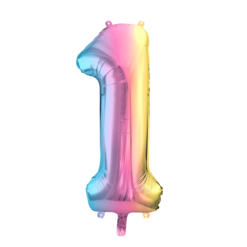 86cm Pastel Rainbow Number Balloon Filled with Helium