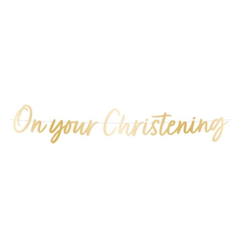 Botanical Christening Gold Foiled Banner - 1.6m