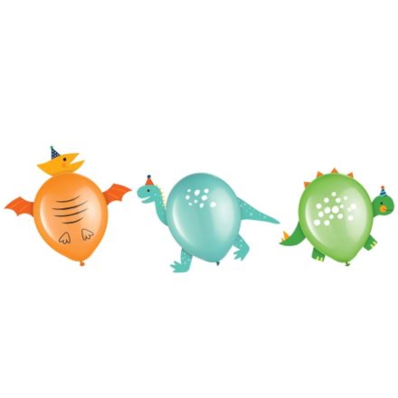 Dinosaur Dinomite Latex Balloons 12Inches Kit Assorted Pack of 6
