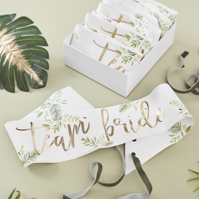 Gold Foiled Team Bride Hen Party Sashes (6ct)