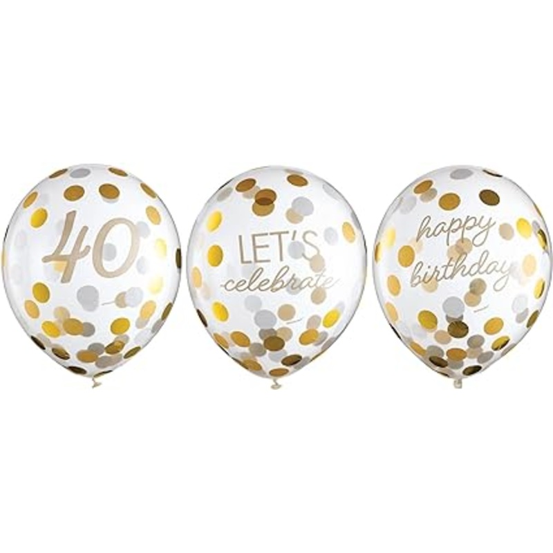 Golden Age 40th Birthday Latex Confetti Balloons 12Inches Pack of 6