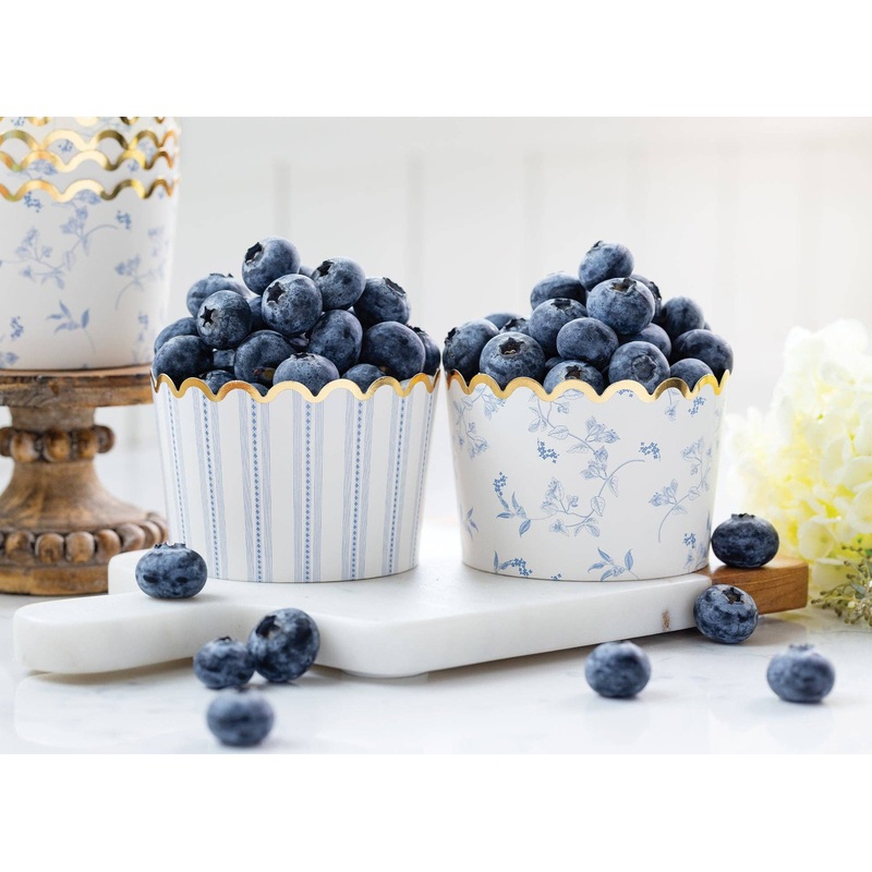 Jumbo Foiled Pembroke Floral Stripe Baking Cup 40pk.