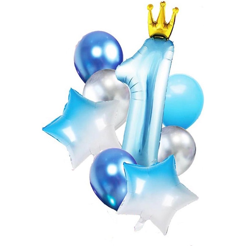 Kids 1st Birthday Balloon Banquet (Blue) (Pack of 8)