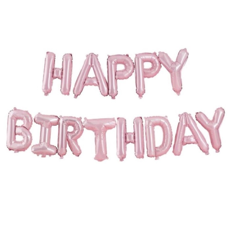 Matt Pink Happy Birthday Balloon Letter Banner Air-Filled