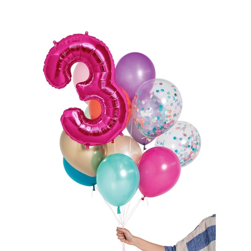 Mermaid Balloon Set and Foil Number Filled with Helium