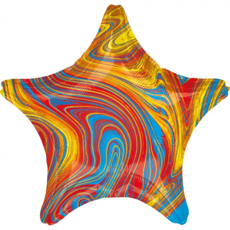Multicolour Marbled Star Foil Balloon 19Inches