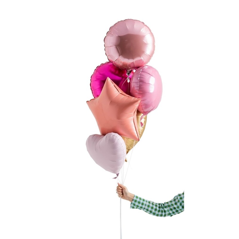 Pink Shimmer Foil Balloon Set Filled with Helium