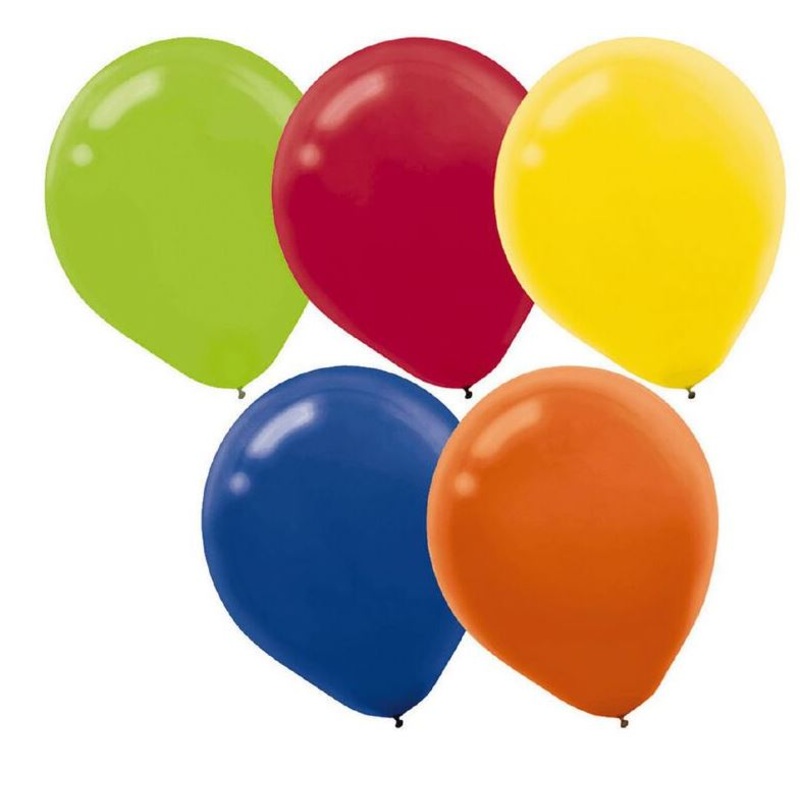 Primary Colours Assorted Latex Balloons 12Inches Pack of 15